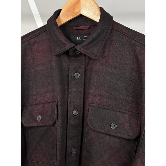 Bylt Premium Basics Coastal Overshirt Men’s L Plaid Plum Long Sleeve Heavy - Picture 2 of 14